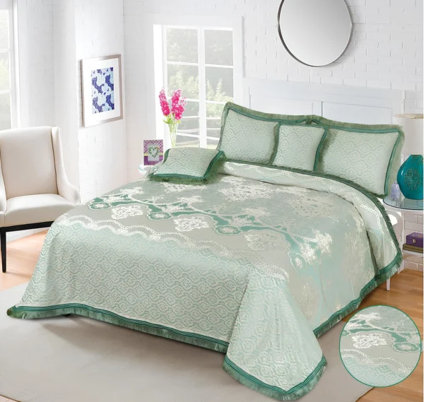 5Pcs Heavy Palachi Bridal Bedding Set (Sea Green)