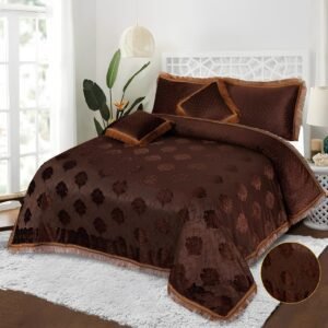 5Pcs Heavy Palachi Bridal Bedding Set (Brown)