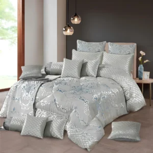 Velvet Bridal Bedding Set with Filled Comforter (Sili Sliver)