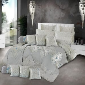 Velvet Bridal Bedding Set with Filled Comforter (Sliver)