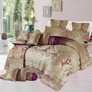 Velvet Bridal Bedding Set with Filled Comforter (Golden)