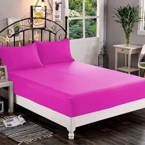 Plain Cotton Fitted Bedsheet Set – Hot Pink