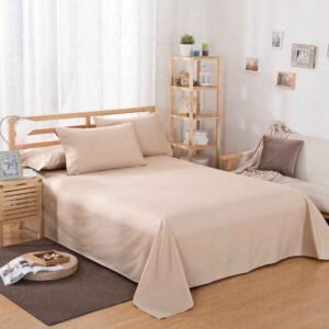 Plain Pure Cotton Bedsheet Set – Beige