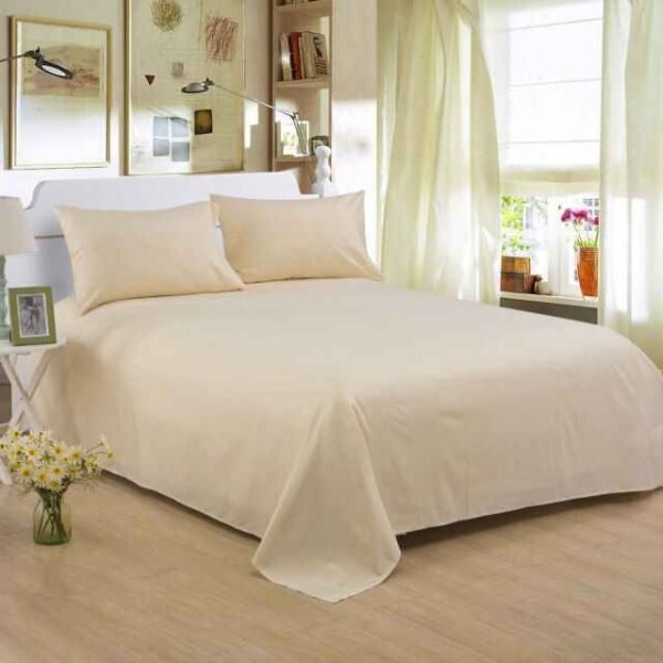 Plain Pure Cotton Bedsheet Set - Cream