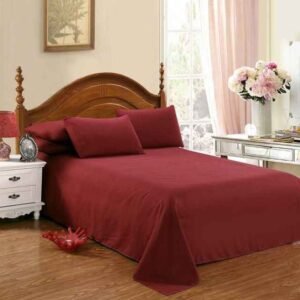 Plain Pure Cotton Bedsheet Set – Maroon