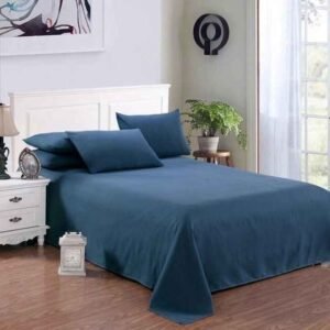 Plain Pure Cotton Bedsheet Set - Navy Blue