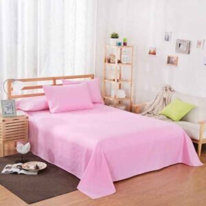 Plain Pure Cotton Bedsheet Set - Pink