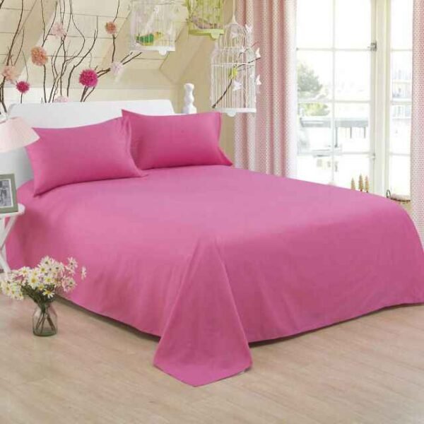 Plain Pure Cotton Bedsheet Set – Rose Pink