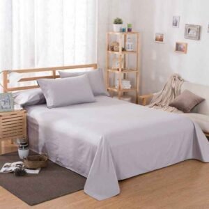 Plain Pure Cotton Bedsheet Set – Silver Grey