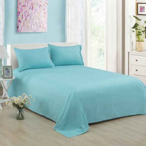 Plain Pure Cotton Bedsheet Set – Sky Blue