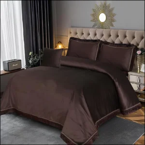 5Pcs Luxury Velvet Bridal Bedding Set (Choclate Brown)