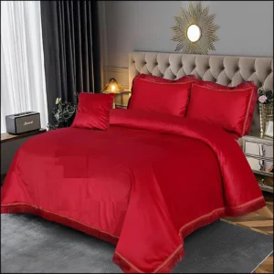 5Pcs Luxury Velvet Bridal Bedding Set (Red)