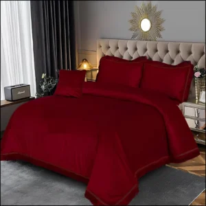 5Pcs Luxury Velvet Bridal Bedding Set (Mehroon)