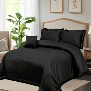 5Pcs Luxury Velvet Bridal Bedding Set (Black)