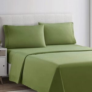 Plain Rich Cotton King Size Bed Sheet Set – Calla Green