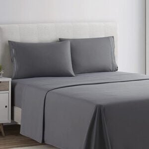 Plain Rich Cotton King Size Bed Sheet Set – Grey