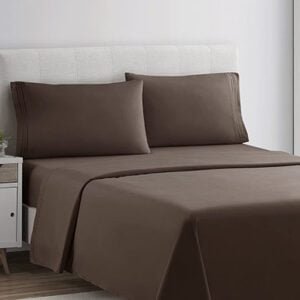 Plain Rich Cotton King Size Bed Sheet Set – Brown