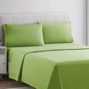 Plain Rich Cotton King Size Bed Sheet Set – Garden Green