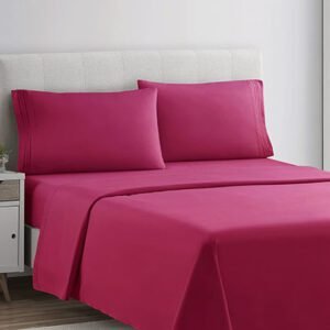 Plain Rich Cotton King Size Bed Sheet Set – Pink