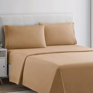 Plain Rich Cotton King Size Bed Sheet Set – Mocha Brown