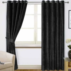 Plain Dyed Premium Velvet Curtain (Black)