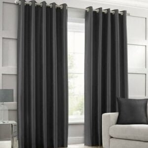 Plain Dyed Silk Curtain (Black)