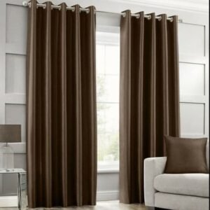 Plain Dyed Silk Curtain (Brown)