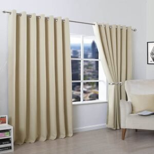 Plain Dyed Cotton Curtain (Beige)