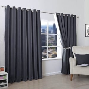 Plain Dyed Cotton Curtain (Charcoal)