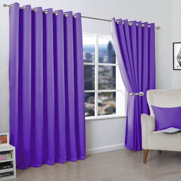 Plain Dyed Cotton Curtain (Purple)