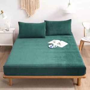 Plain Velvet Fitted Bed Sheet (Zinc)