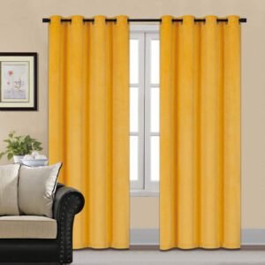 Plain Dyed Premium Velvet Curtain (Yellow)