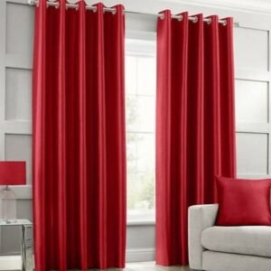 Plain Dyed Silk Curtain (Red)