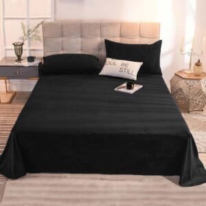 Plain Velvet Bed Sheet (Black)