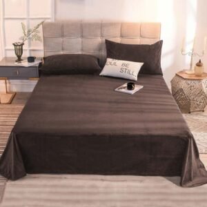 Plain Velvet Bed Sheet (Brown)