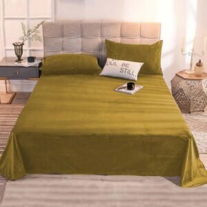 Plain Velvet Bed Sheet (Golden)