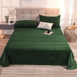 Plain Velvet Bed Sheet (Green)