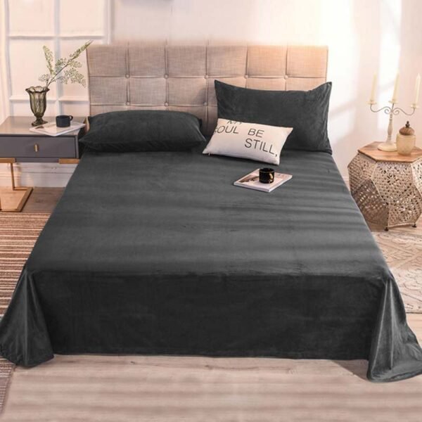 Plain Velvet Bed Sheet (Grey)