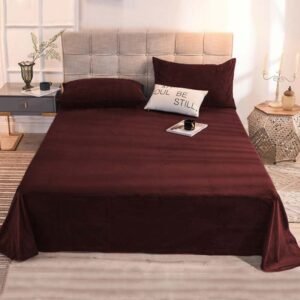 Plain Velvet Bed Sheet (Maroon)