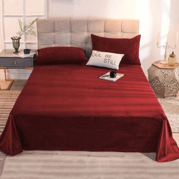 Plain Velvet Bed Sheet (Red)