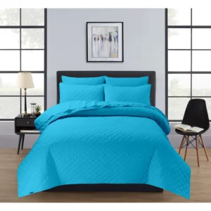 Quilted Bedspread Set – Sky Blue