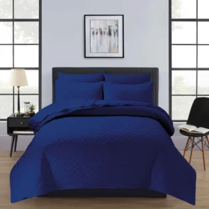 Quilted Bedspread Set – Indigo Blue