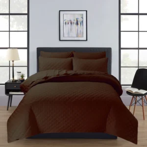 Quilted Bedspread Set – Chocolate Brown