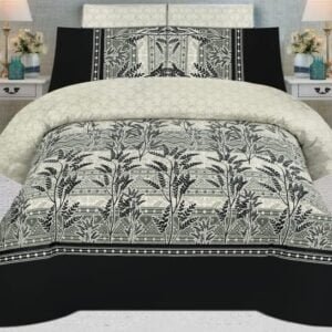 Cotton Printed Bedsheet with Grey Black Print