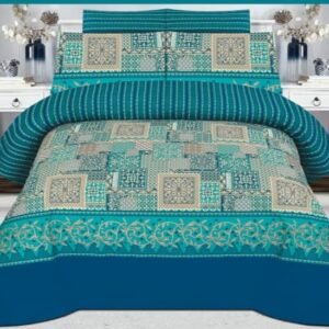 Cotton Printed Bedsheet Design with Square Prints