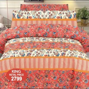 Cotton Printed Bedsheet Set with Flowers Print