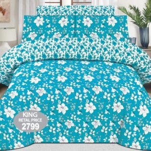 Cotton Printed Bedsheet with Sky Blue Print