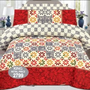 Cotton Printed Bedsheet Set with Multi Colours Print