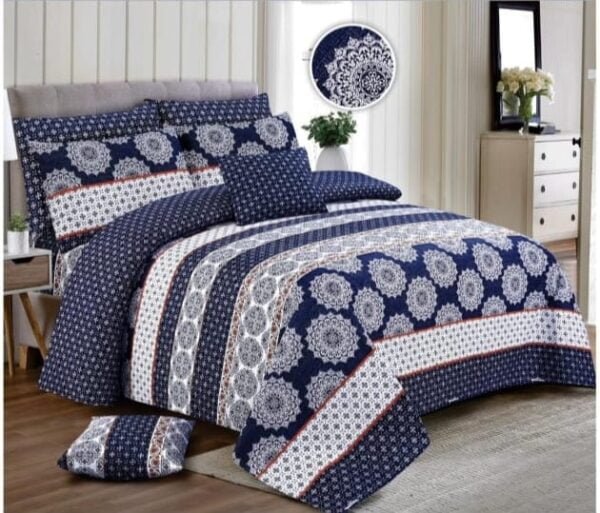 Cotton Printed Bed sheet Set Bunches and Lining Design