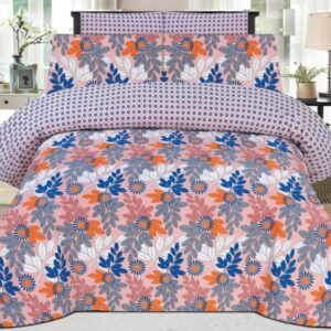 Cotton Printed Bed sheet Set Design Blue